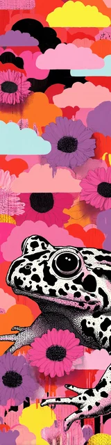 Free printable frog bookmark featuring white frog with black spots on pink